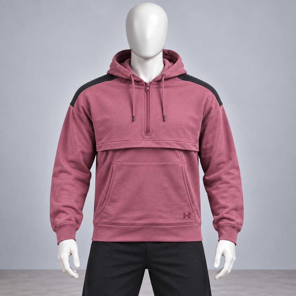 Under Armour 1/4 Zip Hoodie Womens Medium Mauve Burgundy Mesh Shoulder 2961